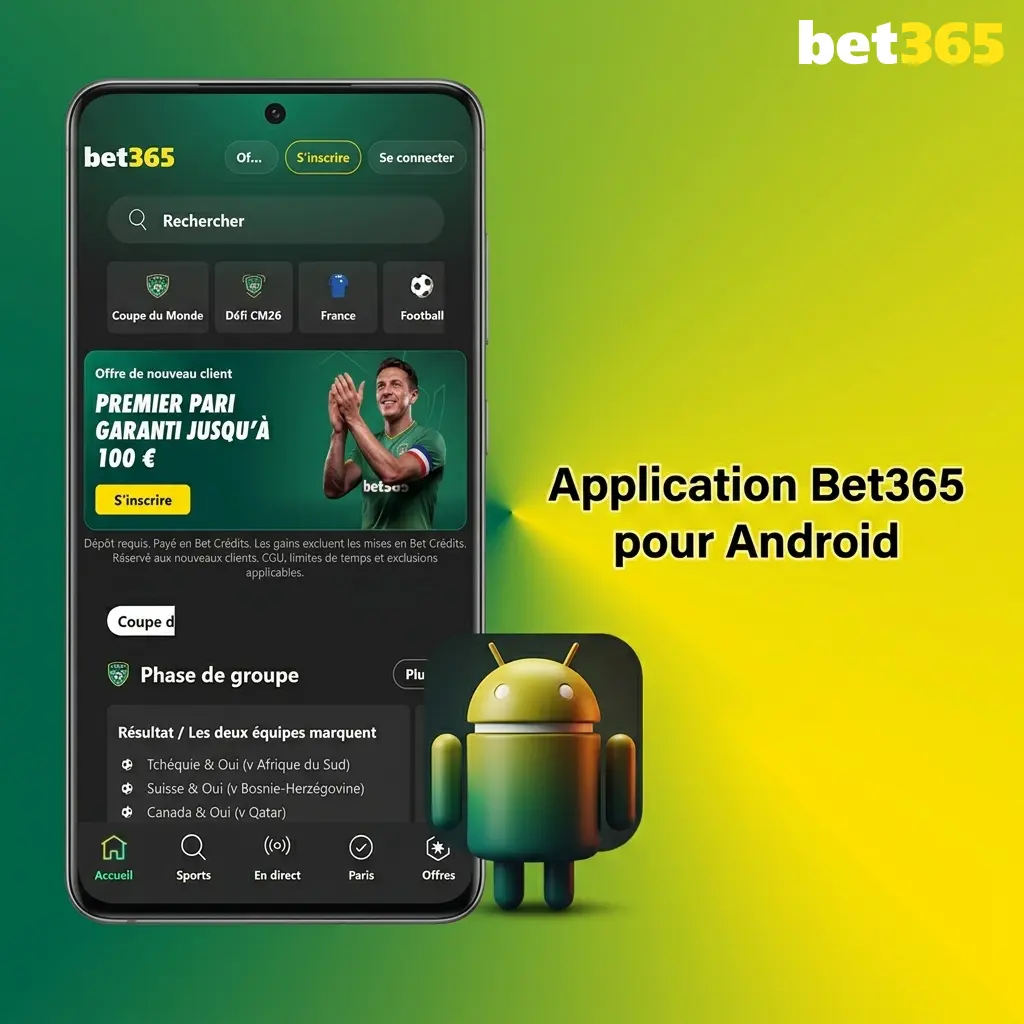 Application Bet365 Android APK téléchargeable sur smartphone et tablette, installation hors Google Play Store