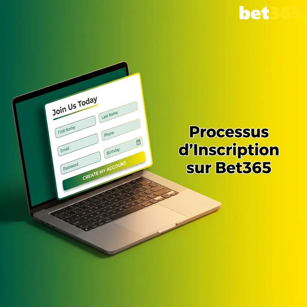 Processus d'inscription sur Bet365 : formulaire d'ouverture de compte, saisie des informations et validation