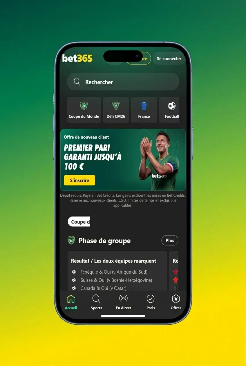 Connexion au compte Bet365 pour accéder aux paris, solde et historique de transactions