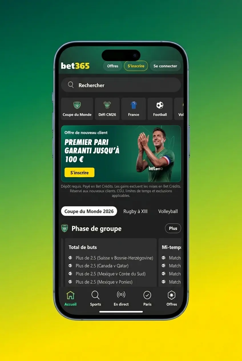 Connexion au compte Bet365 pour accéder aux paris, solde et historique de transactions