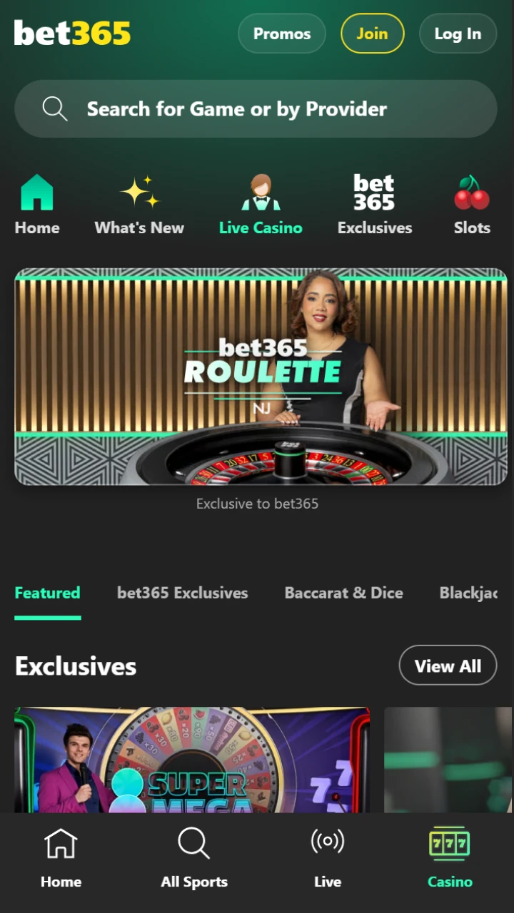 Choisissez votre jeu préféré pour commencer votre aventure au casino en direct sur Bet365.