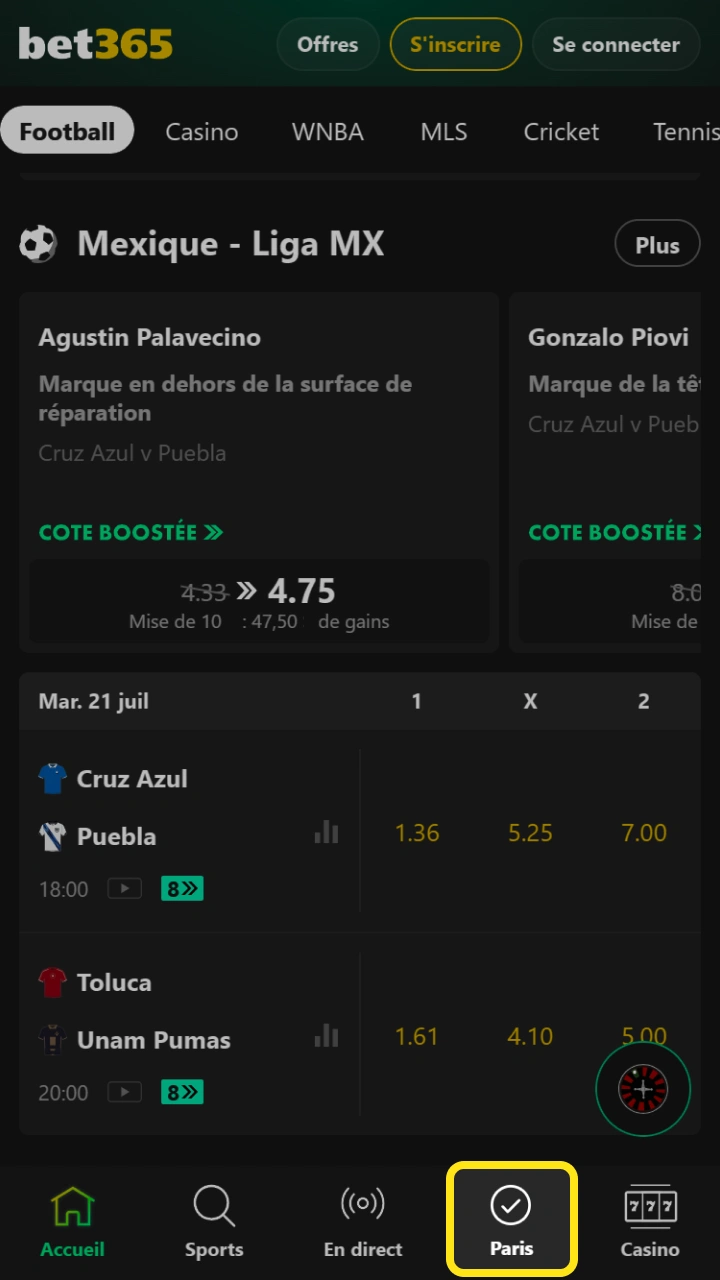 Pariez en toute simplicité et profitez des meilleures cotes sur Bet365.