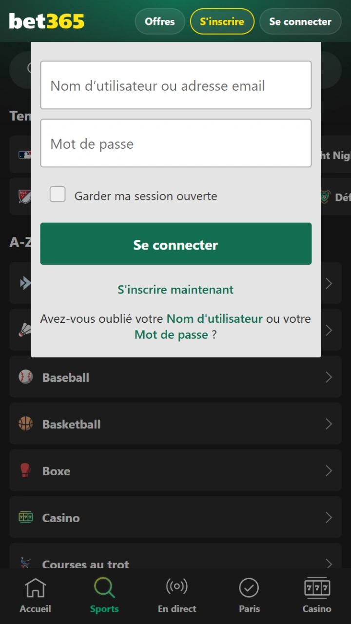Connectez-vous rapidement à votre profil Bet365 pour rester informé des dernières actualités sportives.
