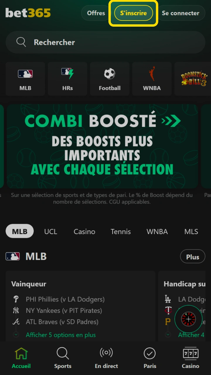 Rejoignez l'une des meilleures plateformes de paris sportifs en ligne : Bet365.