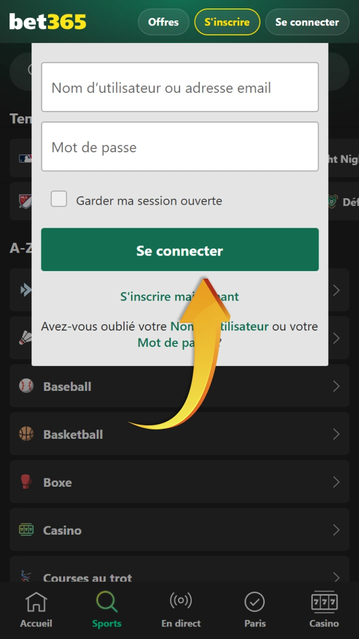 Connectez-vous à votre compte pour effectuer des transactions financières rapides et sécurisées sur Bet365.