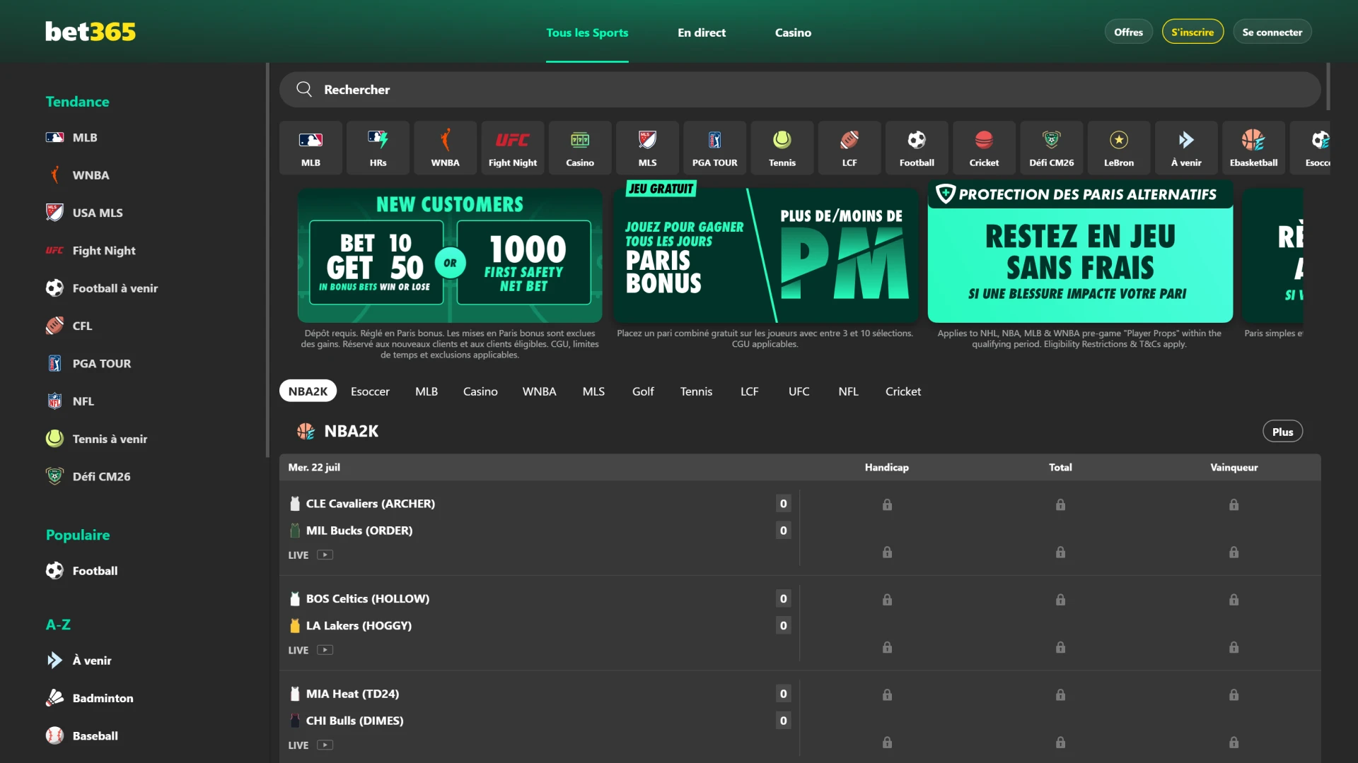Découvrez toute la gamme de divertissements disponibles sur la page d'accueil de Bet365.